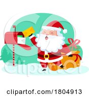 Cartoon Xmas Santa Claus Collecting Mail
