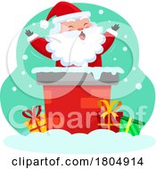 Poster, Art Print Of Cartoon Xmas Santa Claus In A Chimney