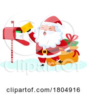 Poster, Art Print Of Cartoon Xmas Santa Claus Collecting Mail