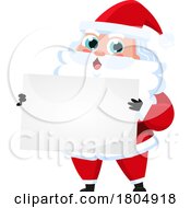 Poster, Art Print Of Cartoon Xmas Santa Claus Holding A Sign