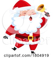 Poster, Art Print Of Cartoon Xmas Santa Claus Ringing A Bell