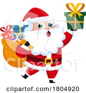 Poster, Art Print Of Cartoon Xmas Santa Claus With Gifts