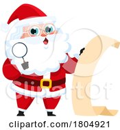 Poster, Art Print Of Cartoon Xmas Santa Claus Checking His List