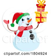 Poster, Art Print Of Cartoon Xmas Snowman With Gifts