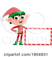 Cartoon Xmas Elf With A Sign by Hit Toon
