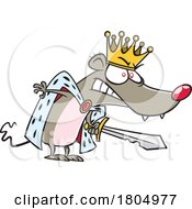 Poster, Art Print Of Cartoon Mouse Or Rat King Wielding A Sword