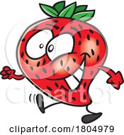 Poster, Art Print Of Cartoon Happy Strawberry Taking A Walk