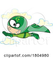 Cartoon Flying Super Boy In A Green Suit