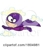 Cartoon Flying Super Boy In A Purple Suit