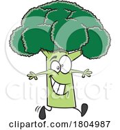 Cartoon Happy Broccoli Taking A Walk