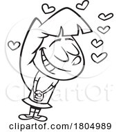 Poster, Art Print Of Cartoon Black And White Sweet Girl In Love