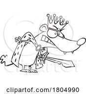 Cartoon Black And White Mouse Or Rat King Wielding A Sword by toonaday