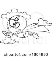 Cartoon Black And White Flying G Super Boy