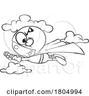 Cartoon Black And White Flying P Super Boy
