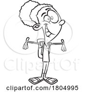 Cartoon Black And White Teen Student With Welcoming Open Arms by toonaday