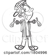 Cartoon Black And White Teen Student With Welcoming Open Arms