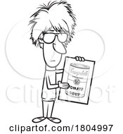Cartoon Black And White Caricature Of Andy Warhol Holding A Canvas Of Campbells Tomato Soup