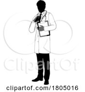 Poster, Art Print Of Doctor Man Medical Clipboard Silhouette Person