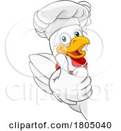 Chef Chicken Cartoon Rooster Cockerel Mascot Sign by AtStockIllustration