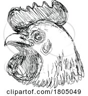 Poster, Art Print Of Leghorn Chicken Or Hen Head Side View Drawing