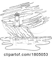 Nauset Light Or Lighthouse On Cape Cod Massachusetts Usa Mono Line Art
