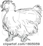 Poster, Art Print Of Silkie Chicken Or Hen Side View Drawing