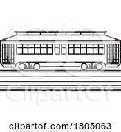 Poster, Art Print Of Streetcar Or Trolley Car Side View Mono Line Art