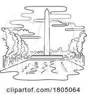 Poster, Art Print Of Washington Monument In Washington Dc Mono Line Art