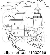 Poster, Art Print Of Highland Light Or Cape Cod Lighthouse In Massachusetts Usa Mono Line Art