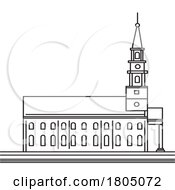 Poster, Art Print Of Church With Steeple Side View Mono Line Art
