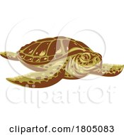 Poster, Art Print Of Kemps Ridley Sea Turtle Or Atlantic Ridley Sea Turtle Front View Wpa Art