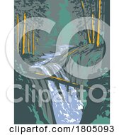 Sol Duc Falls On Soleduck River Olympic National Park Washington State WPA Poster Art