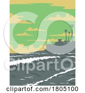 Poster, Art Print Of Cardiff Reef On The Coast Highway In Encinitas San Diego California Wpa Poster Art