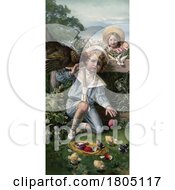Poster, Art Print Of Little Girl Watching A Mad Hen Peck A Boy Trying To Steal Her Eggs
