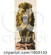 Poster, Art Print Of Roaring Lion Sitting On A Rock