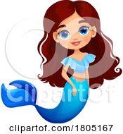 Poster, Art Print Of Blue Eyed Brunette Mermaid