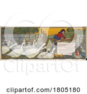 Poster, Art Print Of Nursery Rhyme Of Angry Ducks And Geese And A Scared Boy