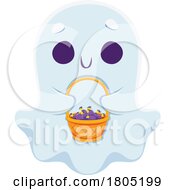 Poster, Art Print Of Cute Halloween Ghost Trick Or Treating