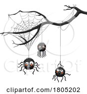Poster, Art Print Of Suspended Spiders From A Branch