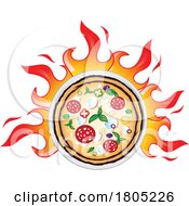 Poster, Art Print Of Hot Pizza Logo With Flames