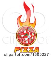 Hot Pizza Logo With Flames