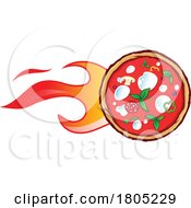 Poster, Art Print Of Hot Pizza Logo With Flames