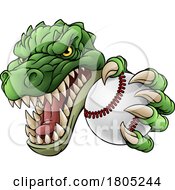 Poster, Art Print Of Crocodile Dinosaur Alligator Baseball Sport Mascot