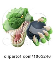 Poster, Art Print Of Crocodile Dinosaur Alligator Bowling Sports Mascot
