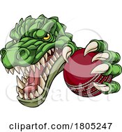 Poster, Art Print Of Crocodile Dinosaur Alligator Cricket Sports Mascot