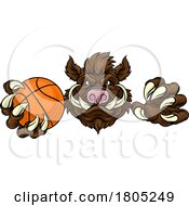 Poster, Art Print Of Boar Wild Hog Razorback Warthog Basketball Mascot