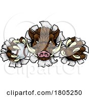 Poster, Art Print Of Boar Wild Hog Razorback Warthog Baseball Mascot