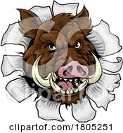 Poster, Art Print Of Boar Wild Hog Razorback Warthog Pig Sports Mascot