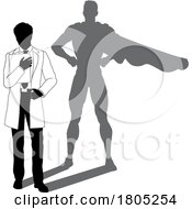 Superhero Scientist Super Hero Shadow Silhouette by AtStockIllustration