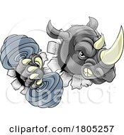 Poster, Art Print Of Rhino Rhinoceros Warthog Pig Weight Lifting Mascot